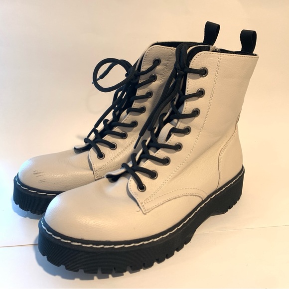 Sincerely Jules Boots Women’s Harley Platform Combat Cream Leather Size 8.5 - Picture 13 of 13